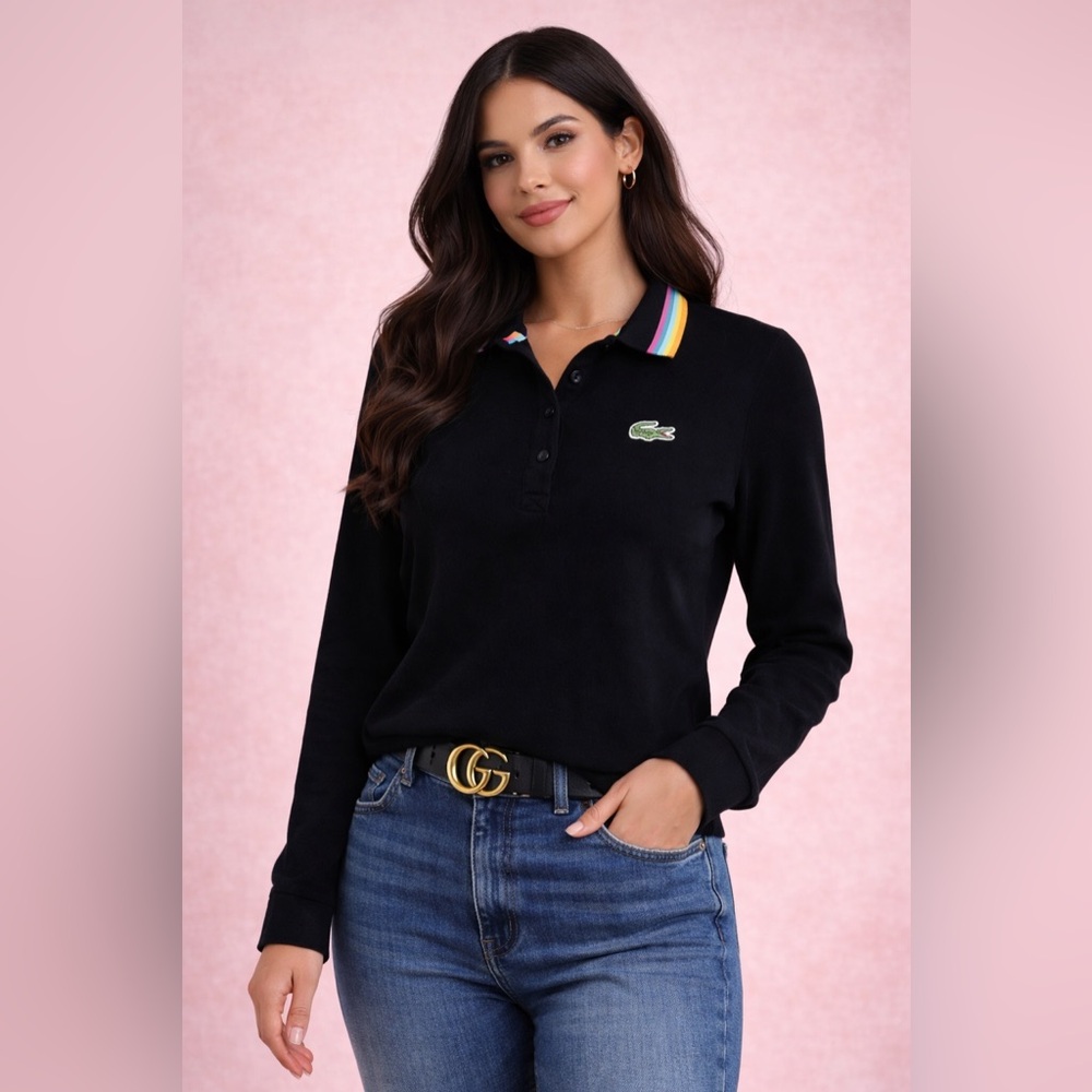 Lacoste woman Black Long Sleeve Polo Shirt